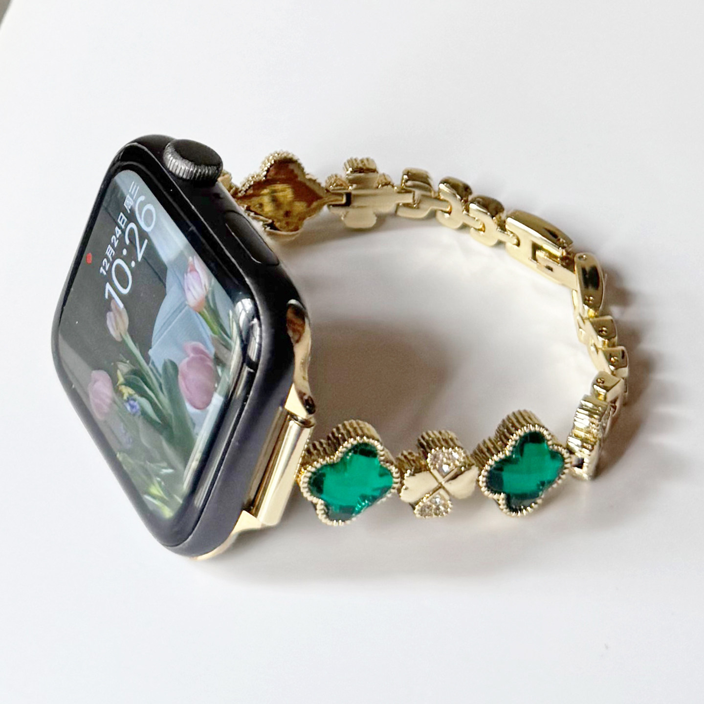 四叶草金属链条细款GT5适用华为GT6手表watch4表带fit4苹果11小米