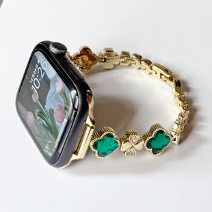 四叶草金属链条细款 GT5适用华为GT6手表watch4表带fit4苹果11小米