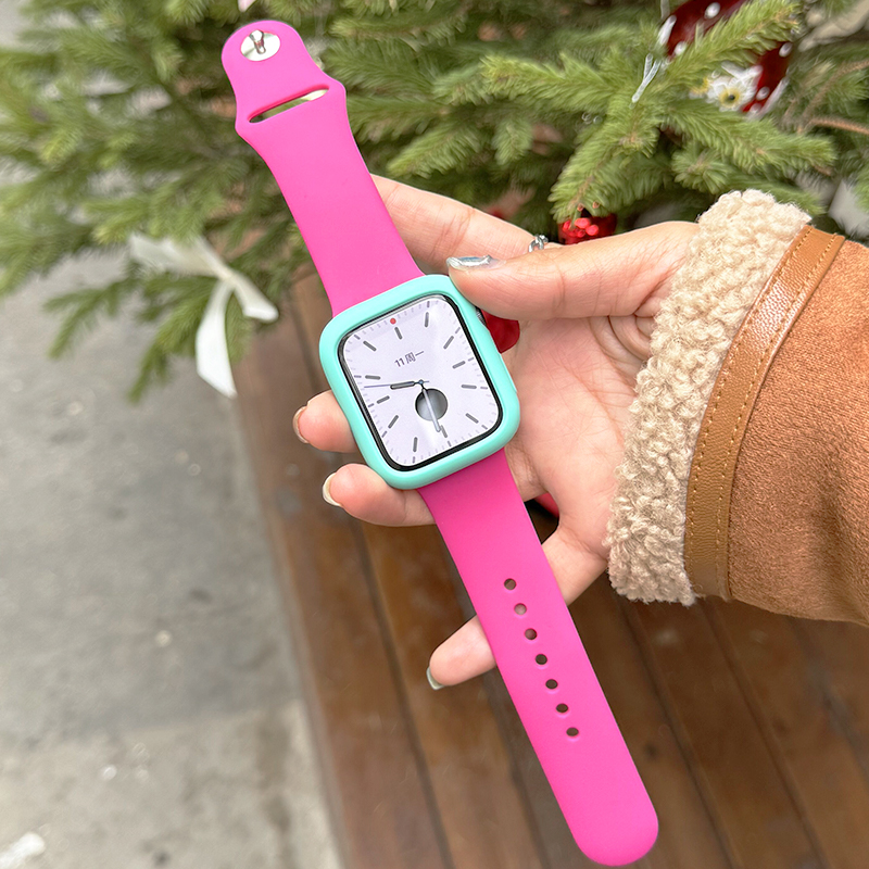 火龙果色硅胶玫红iwatch表带