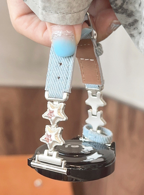 气球星星牛仔皮革GT5适用华为GT3手表watch4pro表带苹果S10小米S4