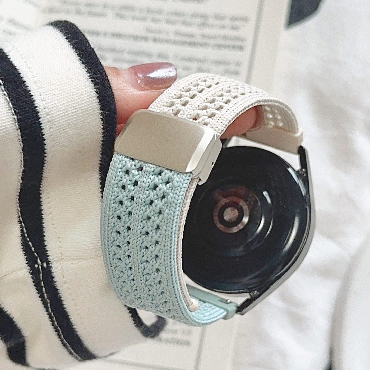 拼色透气针织尼龙磁吸GT5适用华为GT6手表watch4pro表带苹果小米2