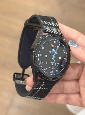 毛呢格纹硅胶磁吸GT4适用gt2华为GT3手表watch4pro表带荣耀苹果s9