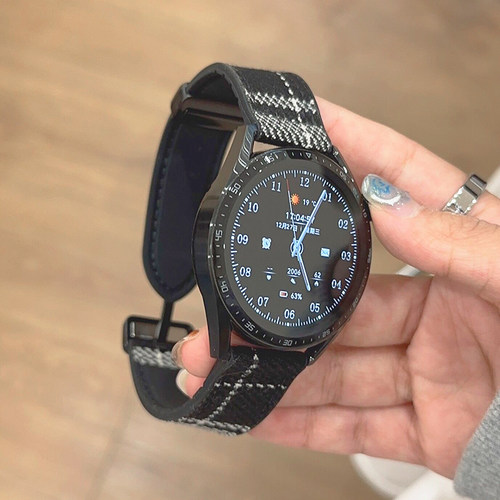 毛呢格纹磁吸新款表带