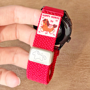 马年标签编织尼龙磁吸扣GT5适用华为GT6手表watch4表带苹果11小米