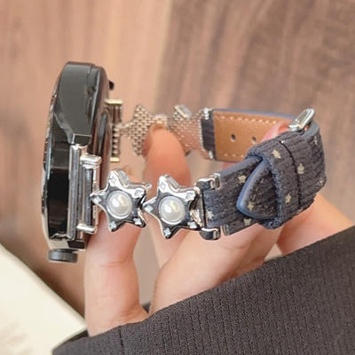 灯芯绒珠子星星皮革表带