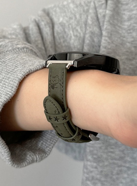 雕刻猫咪真皮小众适用GT5表带华为GT4手表watch4pro女款GT3苹果S9