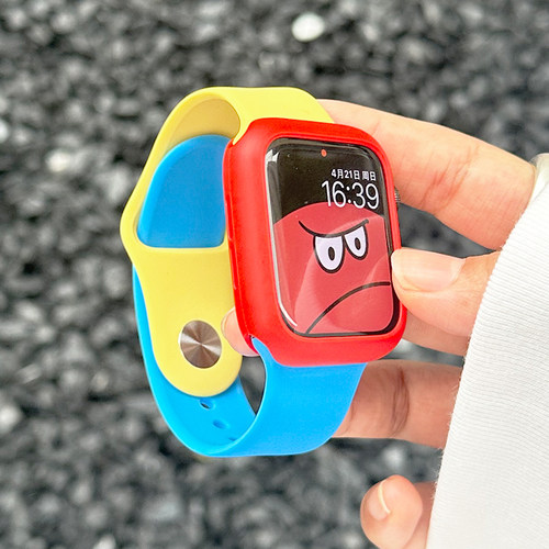 拼色硅胶适用iwatch表带保护壳