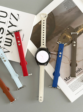 真皮双钉小蛮腰GT4适用gt2华为GT3手表watch4pro表带41荣耀Runner