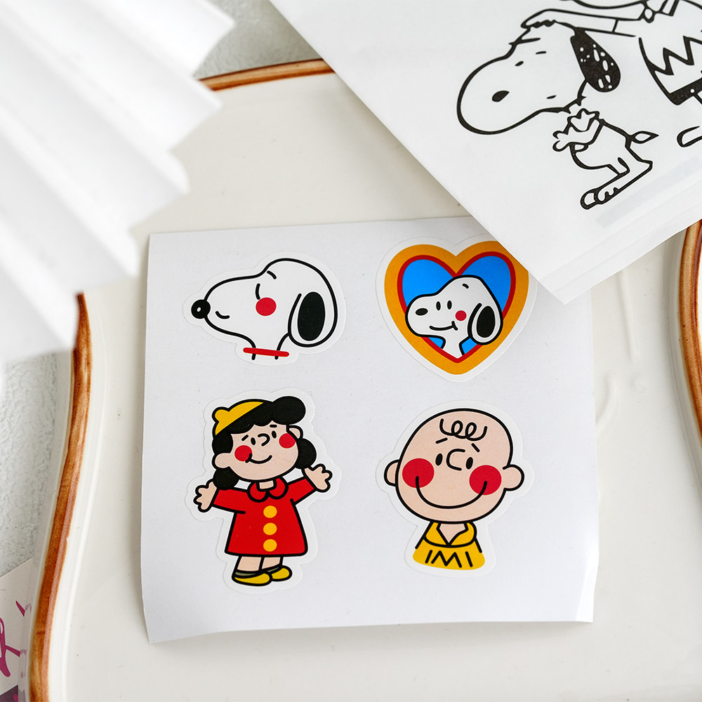 120枚价ins史努比查理露西手账粘纸墙面行李箱diy包装封口贴纸粘