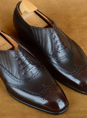 JIMJUN lazy balmoral 布洛克懒人鞋牛津手工定制皮鞋 固特异男鞋