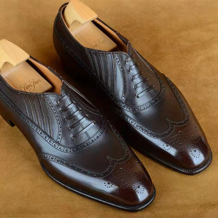 lazy 固特异男鞋 balmoral 牛津手工定制皮鞋 布洛克懒人鞋 JIMJUN
