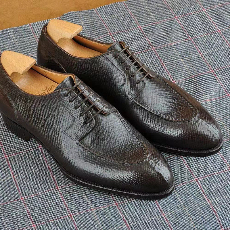 JIMJUN Derby德比 Pie Crust Apron正装鞋手工鞋固特异定制皮鞋男