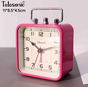 天王星闹钟大铃声扫秒机芯时钟贪睡创意钟夜灯学生闹钟 3151粉色