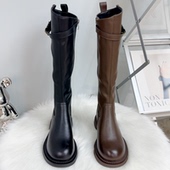 加绒瘦瘦靴女骑士靴 侧拉链大码 欧洲站真皮长筒靴女秋冬季 2025新款
