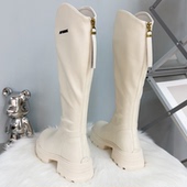 大码 靴瘦瘦靴 女靴子2025年秋冬加肥加宽长筒靴后拉链白色长靴时装