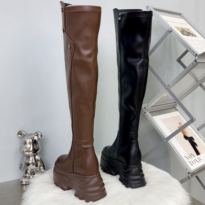 内增高10cm防水台过膝靴骑士靴
