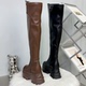 内增高10cm防水台新款 女秋冬美拉德风厚底过膝靴子侧拉链骑士靴女