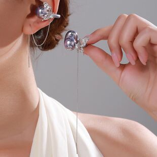 适用于freeclip耳机钻女方钻蝴蝶流苏耳夹小众甜美高级感配饰