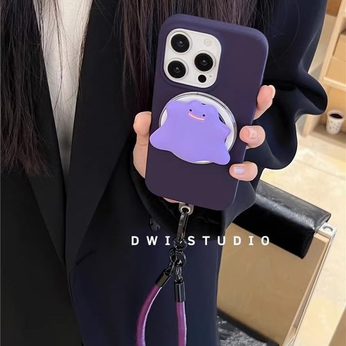 液态硅胶小怪兽挂绳磁吸手机壳