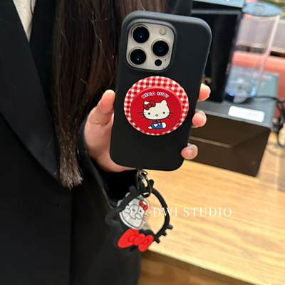 红格纹红Kitty支架挂绳手机壳