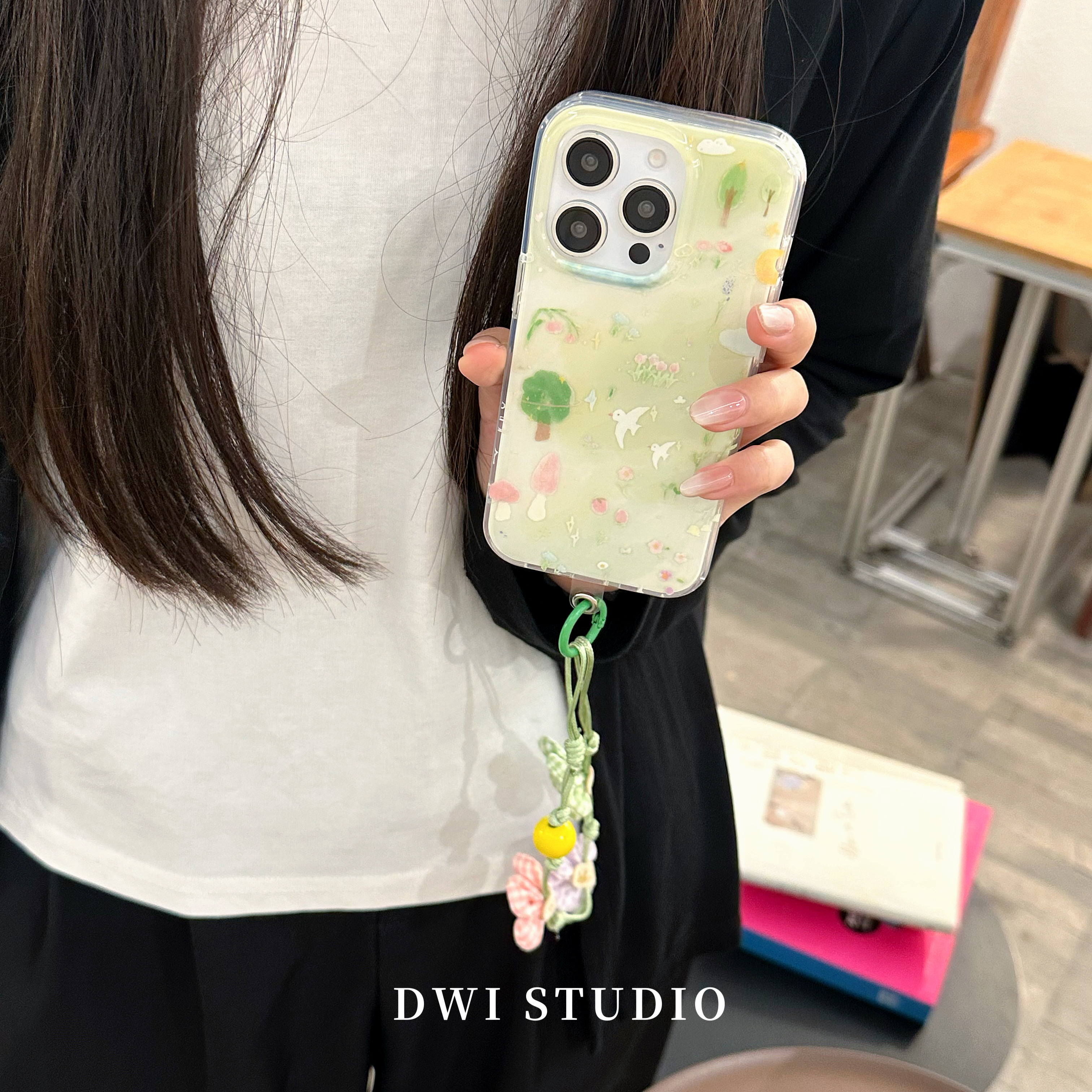 清新春日花花挂绳手机壳