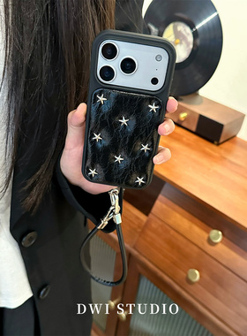 DWI STUDIO复古高级感铆钉星星挂绳手机壳17promax全包AI按键适用苹果16promaxiPhone16壳15/14