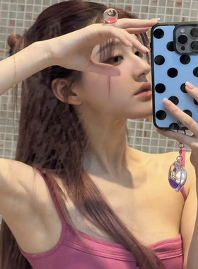 DWI STUDIO明星赵露思同款蓝色波点磨砂手机壳17promax/14适用苹果15pro/16promax/13新款iPhone16黑边壳