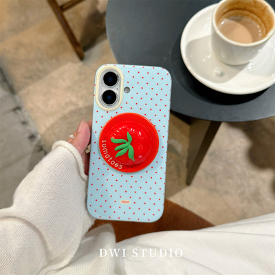 小众韩系波点番茄磁吸支架手机壳