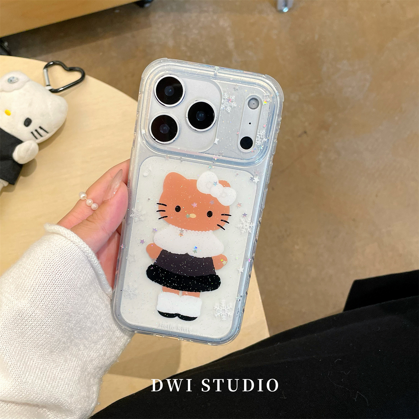 冬日雪花闪粉Kitty手机壳