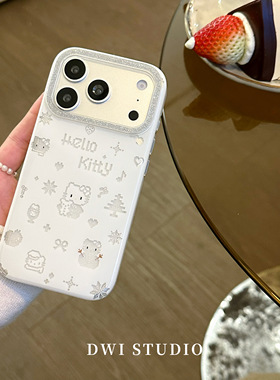 DWI STUDIO温柔白Kitty闪粉手机壳17promax适用苹果16promaxiPhone16壳15/14/17pro