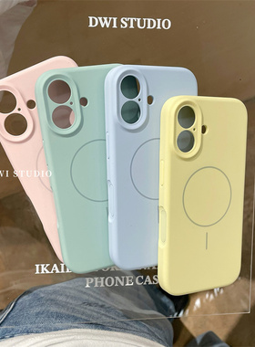 真液态~简约高级感苹果16一体AI全包相机按键磁吸手机壳16promax适用苹果16pro/新款17promax液态硅胶17