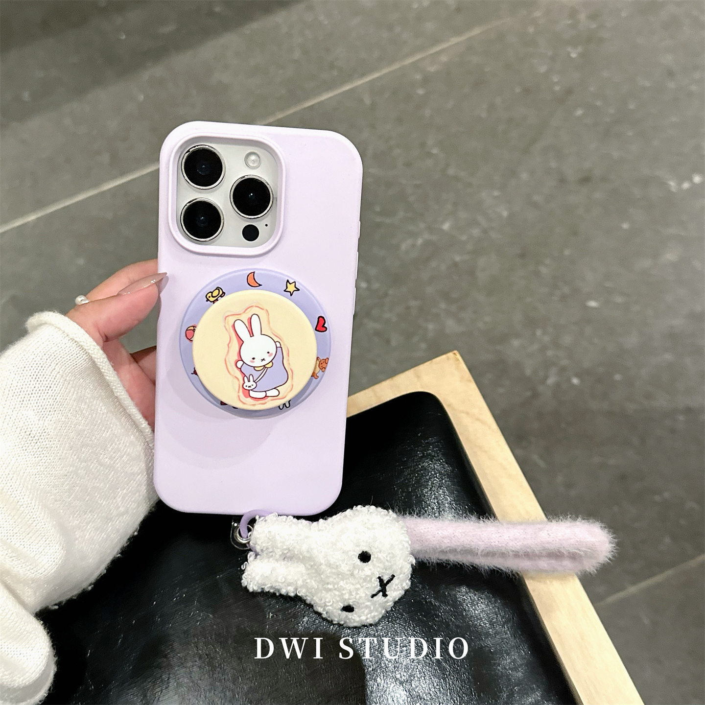 可爱紫色米菲紫色挂绳手机壳