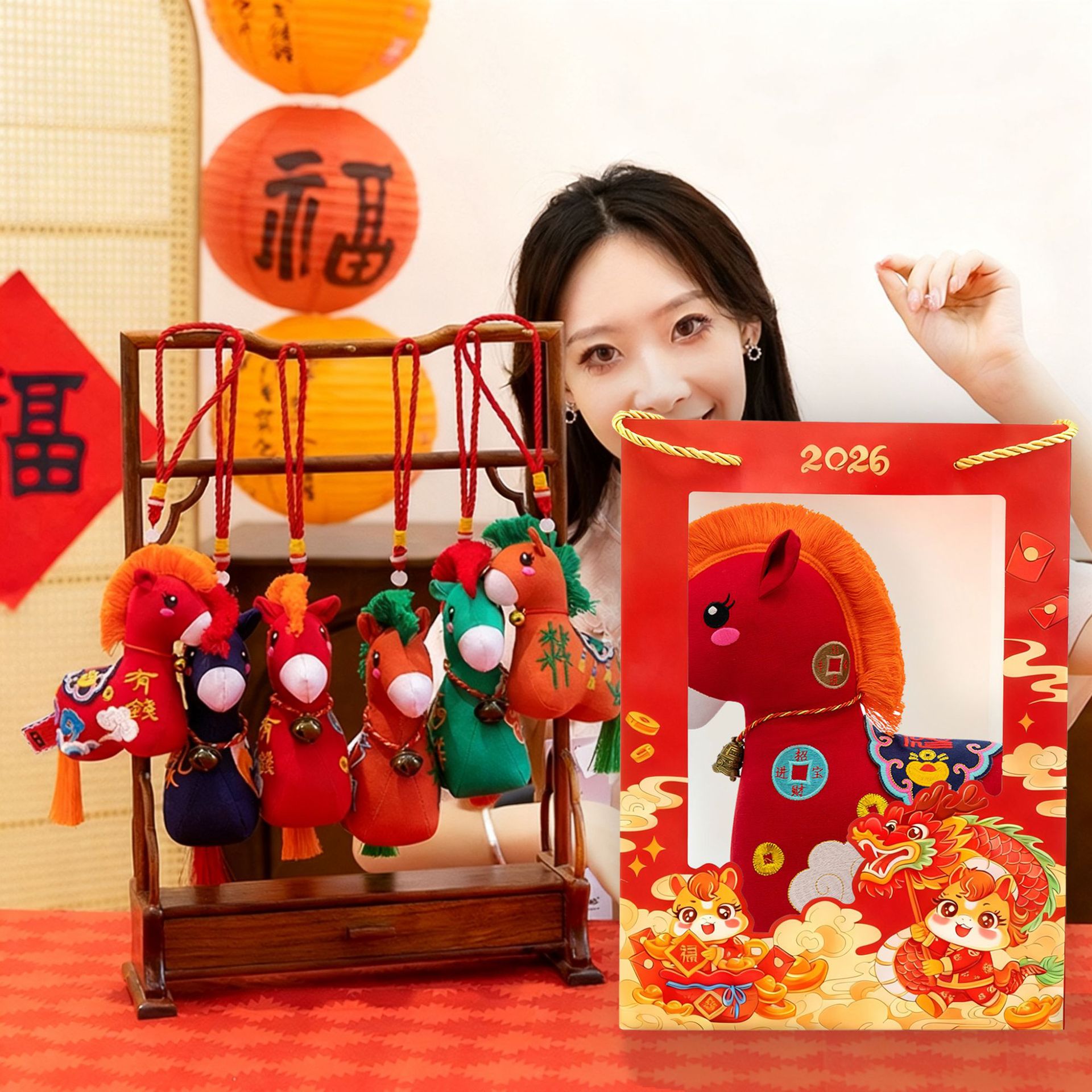 2026年马年吉祥物四季平安马玩偶刺绣舞摆件毛绒玩具公仔摆件礼物