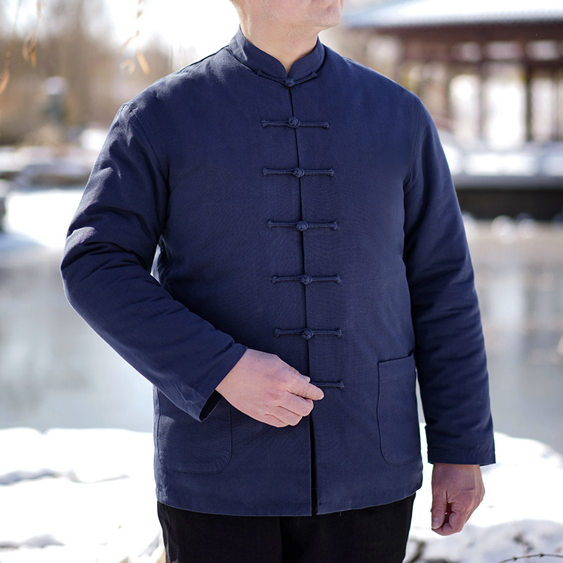 冬季唐装男纯棉花袄中国风保暖外套复古盘扣可拆中老年加厚棉衣服