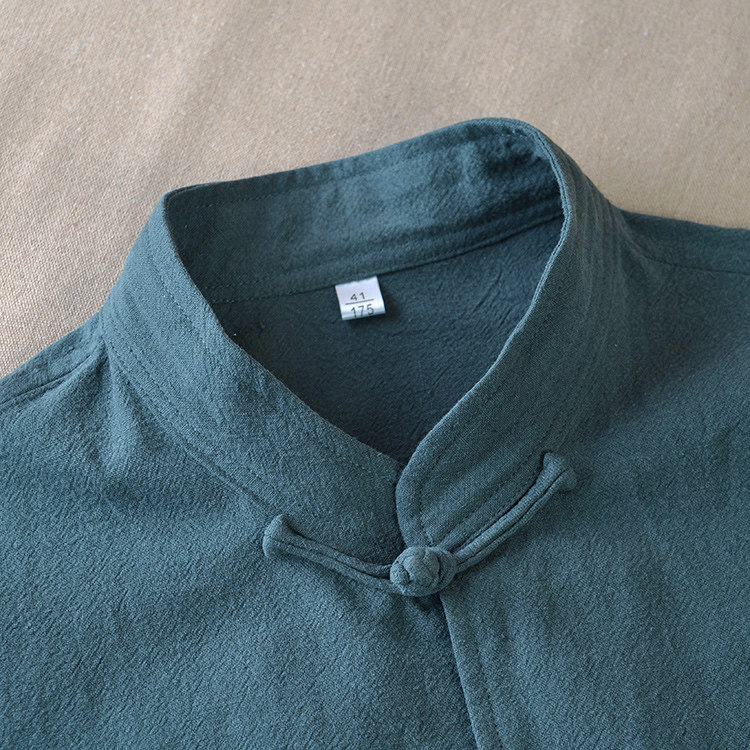 LINEN TANG SUIT MENS SPRING AND AUTUMN RETRO DISC BUTTON CHINESE COTTON AND LINEN LONG-SLEEVED SHIRT ETHNIC CHINESE STYLE MIDDLE-AGED AND ELDERLY LAYMAN