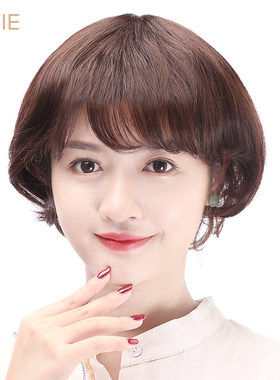 娇滴滴短卷发齐刘海自然bobo头