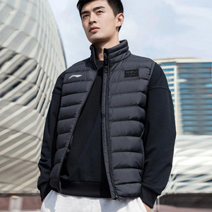 李宁国旗款羽绒马甲男子2023新品轻薄保暖鸭绒时尚运动服AMRT019