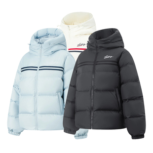 80%鸭绒保暖连帽外套运动服AYMV234 新款 李宁羽绒服女短款 2025冬季