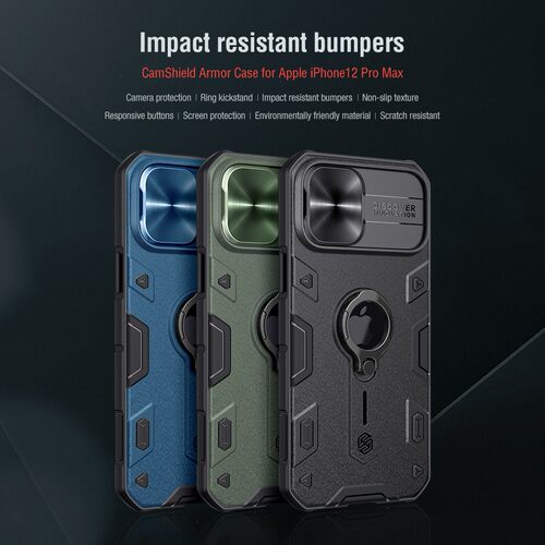 NILLKIN for iPhone 13 12 Pro Max Case Ring Stand Slide Cover