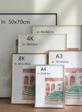 海报框北欧装饰画铝合金相框金属画框定制 卡通插画客厅 挂画框