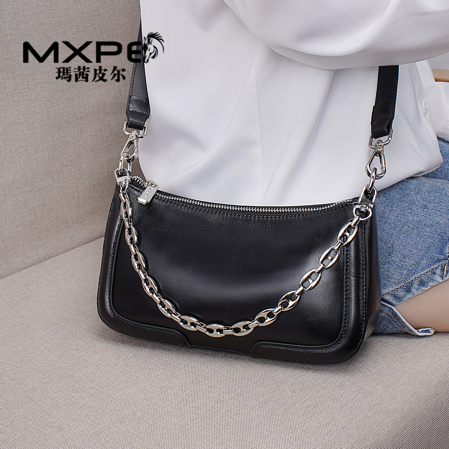 玛茜皮尔真皮女包休闲时尚斜挎包图片