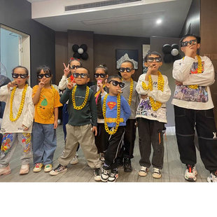 儿童大金链子道具港风网红黄金表土豪假金粗项链婴儿拍照宝宝配饰