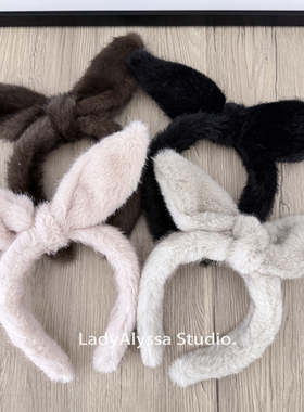 超大兔耳朵毛绒绒卡通发箍女百搭洗脸头箍发卡2025新款高级感