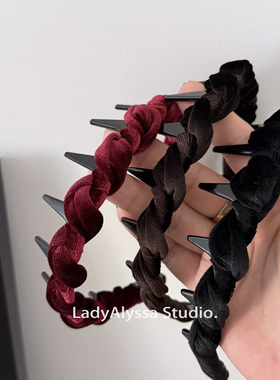 带防滑齿梳发箍 丝绒花苞感 压发发箍洗脸面膜防滑发卡 纯色简约