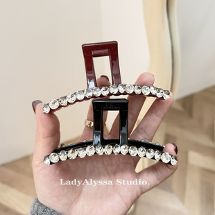 适合发量中等偏少~满钻抓夹 后脑勺盘发鲨鱼夹气质发抓发夹头饰