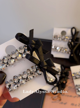 东大门超闪水钻蝴蝶结一字夹刘海侧边夹女高级感后脑勺碎发夹头夹