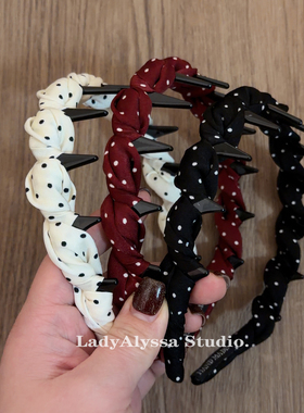 26年春季新品 波点发箍 花苞感倒插齿梳头箍 头包脸缎面韩版发饰