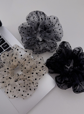 小精致欧根纱波点大肠发圈温柔头绳韩国发绳头饰发饰肠圈头花女