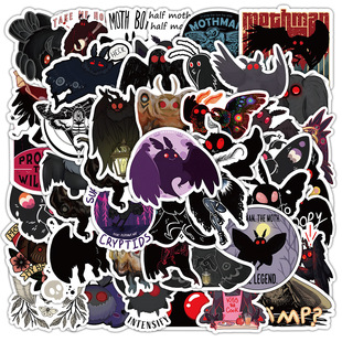 50张新款暗黑天蛾人涂鸦贴纸 装饰收纳盒各式箱子滑板吉他贴画批