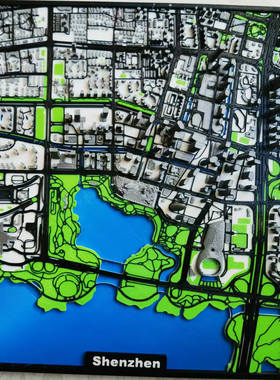 深圳人才广场微缩城市模型3d打印摆件装饰礼品礼物客厅办公桌面